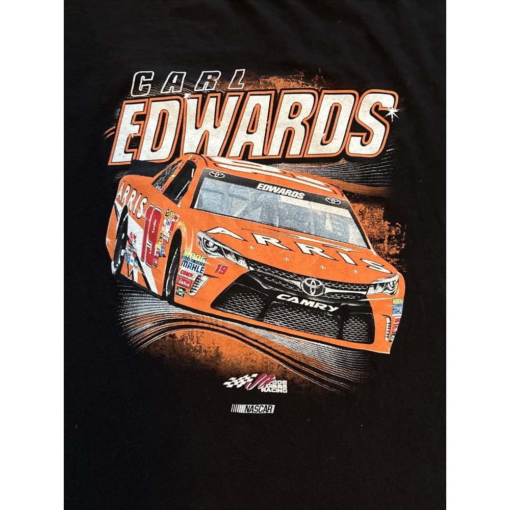 Carl Edwards NASCAR #19 Graphic T-Shirt 3XL Black Racing Tee Double Sided